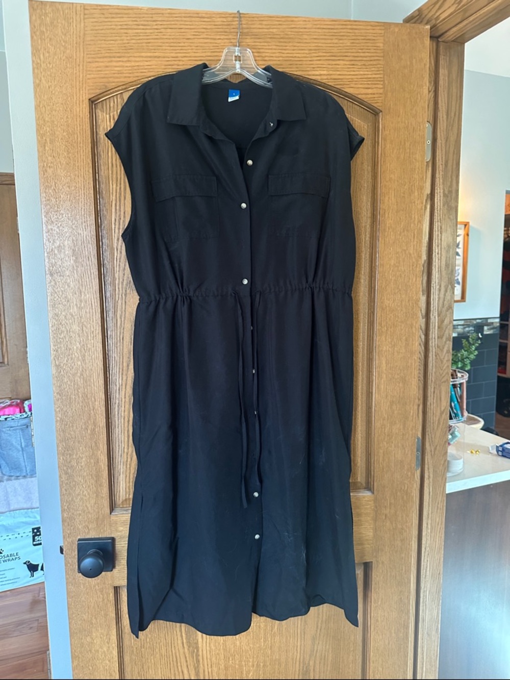 Old Navy Black Midi Shirt Dress